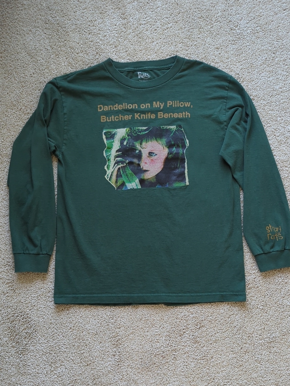 Rare Stray Rats Dandelion On My Pillow Long Sleeve Shirt Green